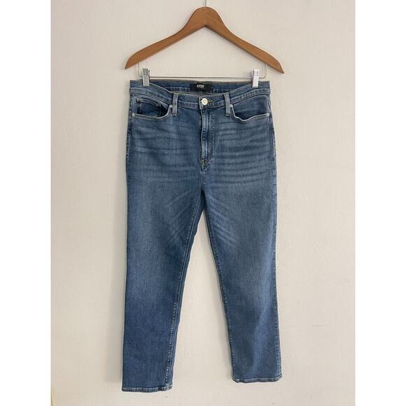 Hudson Jeans 31 Barbara High Rise Straight Leg Lottery Stretch Denim Logo - Picture 3 of 12